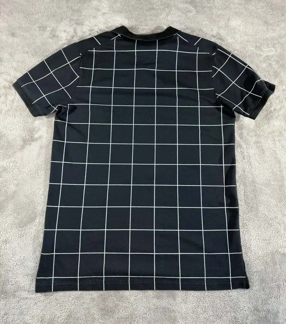 Nike The Nike Polo Dri-FIT Black and White Grid Print Polo Shirt, M